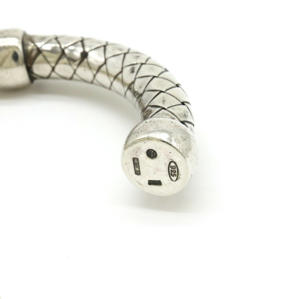 BOTTEGA VENETA Bottega Veneta Intrecciato Bracelet Bangle Silver SV925 Leather W - Picture 5 of 9